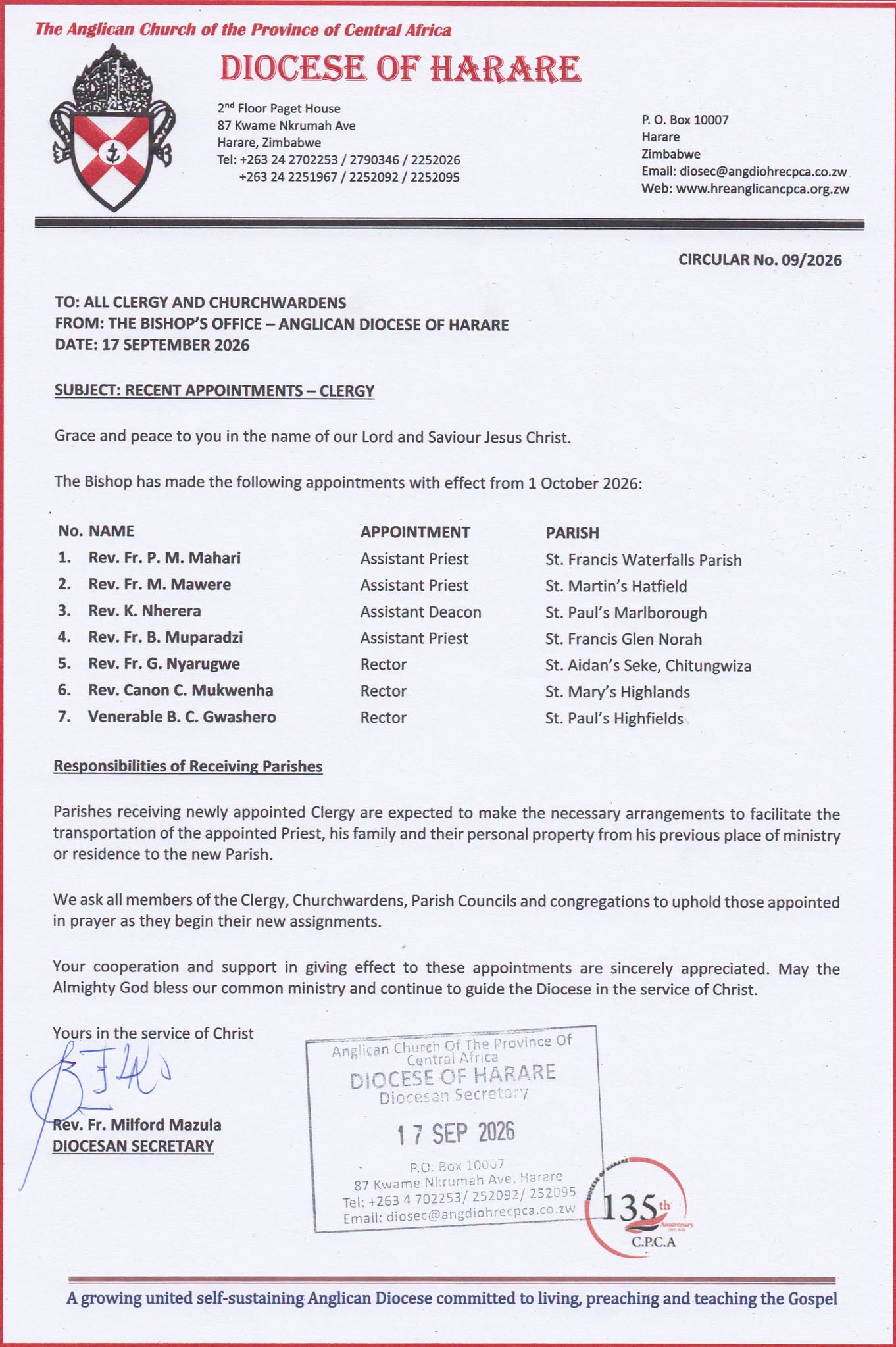 Priest Appointment
